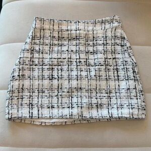 Black & White Tweed Plaid Mini Skirt Size XXS